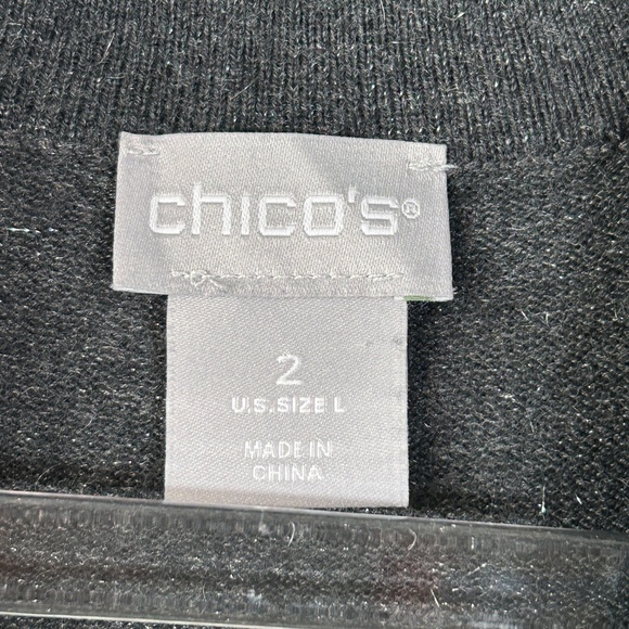 Chicos size 2 /L sleeveless cowl neck top cashmere blend gray shimmery - Picture 8 of 11